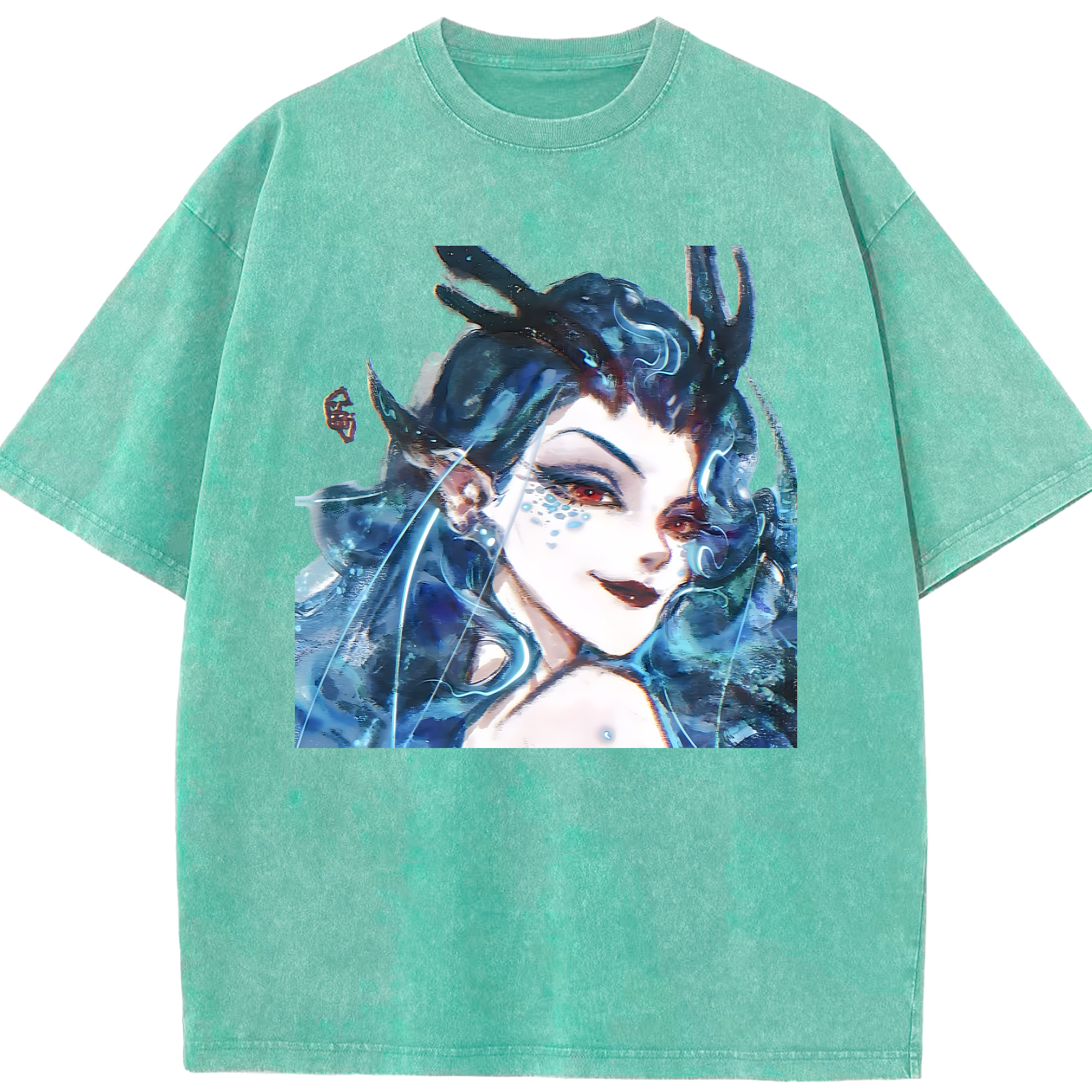 （画像用） Ne Zha 2 ナタ 魔童の大暴れ 綿100% ヴィンテージ風 半袖Tシャツ（フロントプリント）